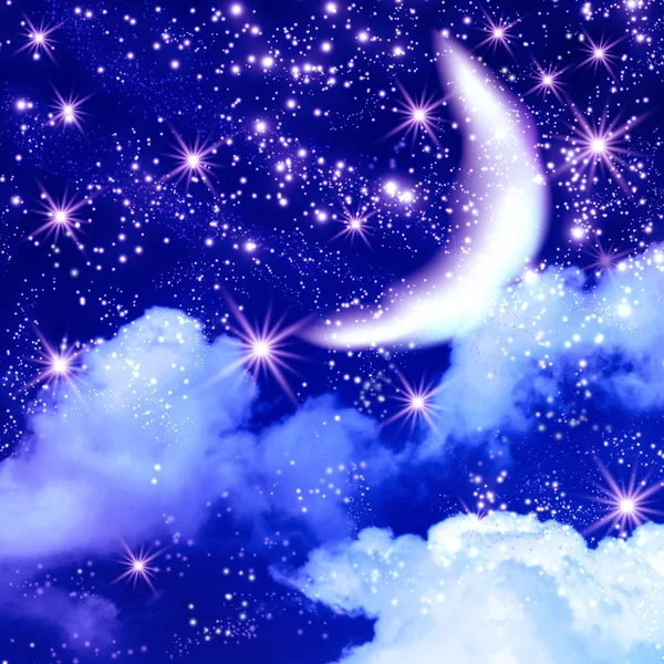 Månen och lysande stjärnor — Stockfoto