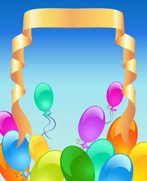 Vakantie achtergrond met Luchtballons Opblaasbare en lint voor tekst — Stockvector