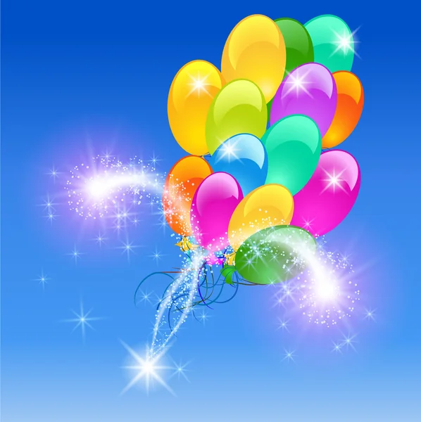 Holiday bakgrund med Uppblåsbara Ballonger fyrverkeri — Stock vektor