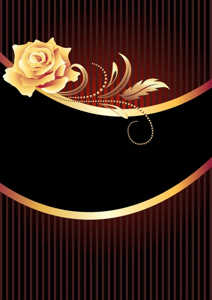 黄金の飾りとバラの背景 — ストックベクタ