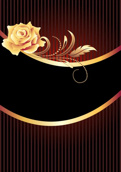 Background with golden ornament and rose — Stock Vector