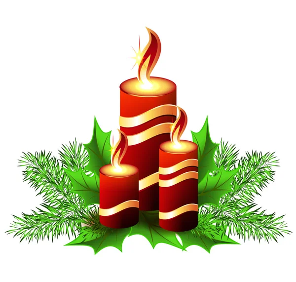 Christmas burning candle — Stock Vector