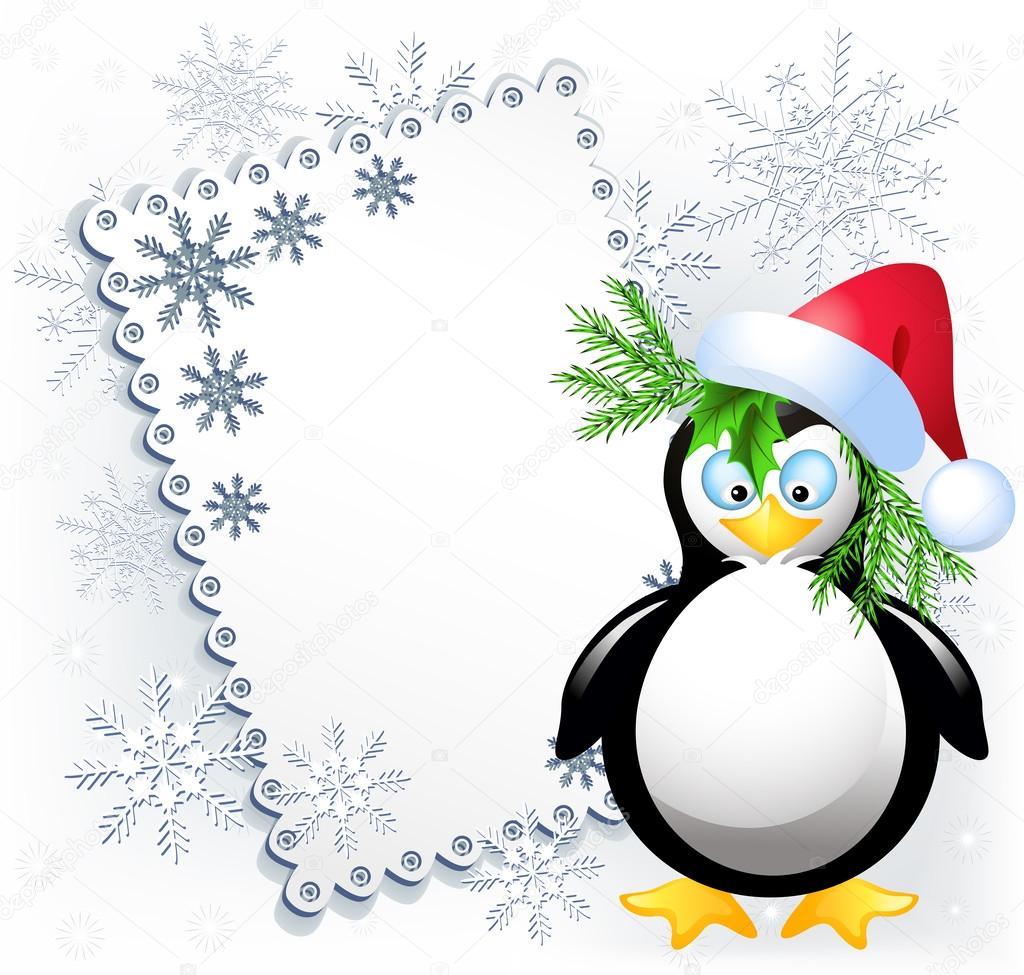 Christmas card with amusing penguin