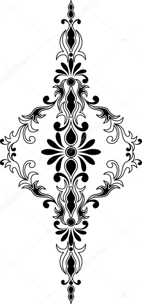 Vertical and symmetrical decorative ornament