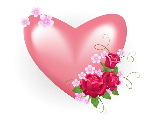 Valentine heart with roses — Stock Vector