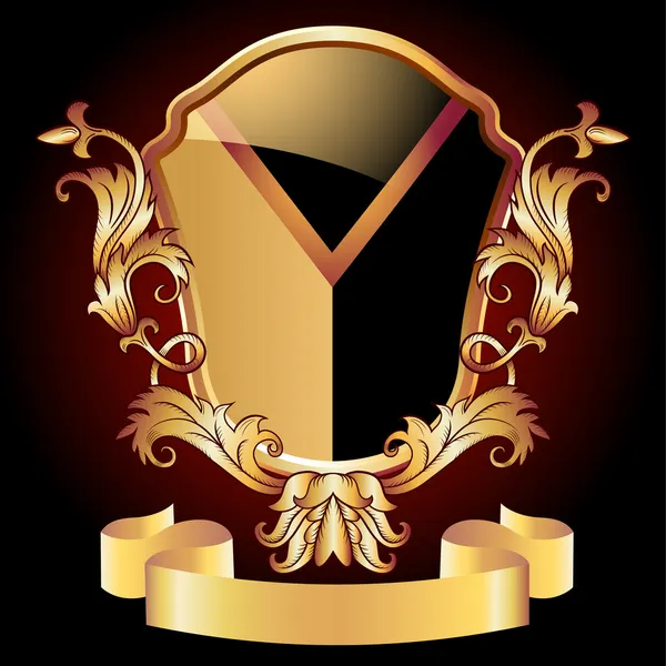Escudo heráldico ornamentado ornamento dourado — Vetor de Stock