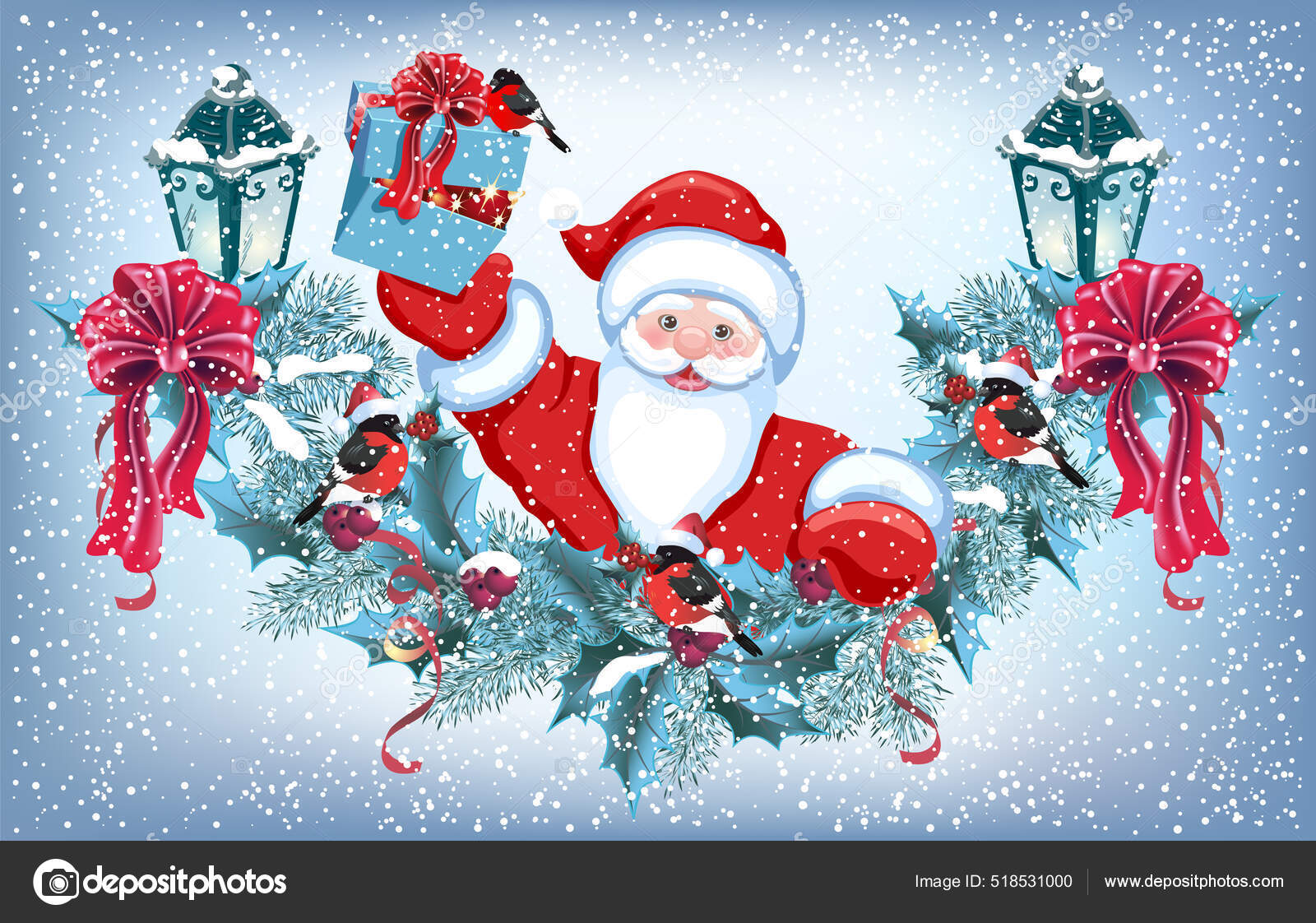 Christmas Card Santa Claus Gift Box Christmas Decorative Garland