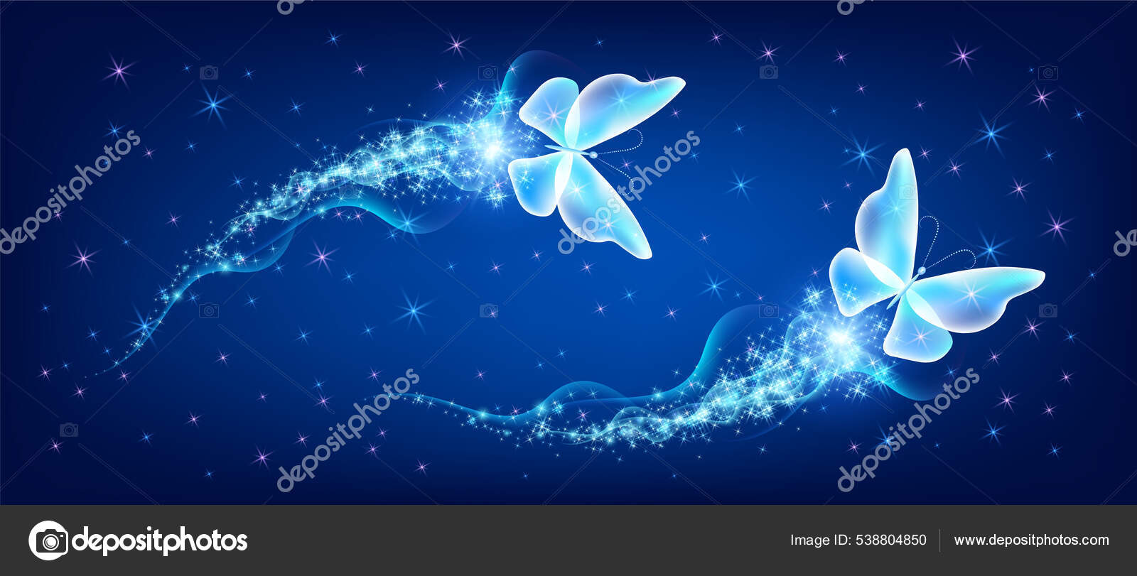 Delightful Magical Two Butterflies Sparkle Blazing Fairy Trail Flying  Fantasy Stock Vector by ©Marisha 538804850, image size:1600x811