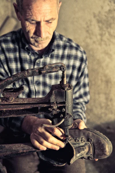 Cobbler at work — Stock Photo, Image