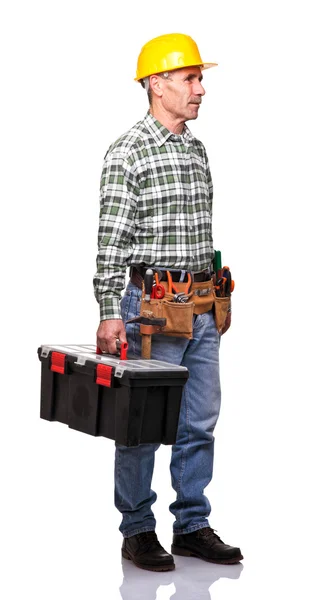 Man met toolsbox — Stockfoto