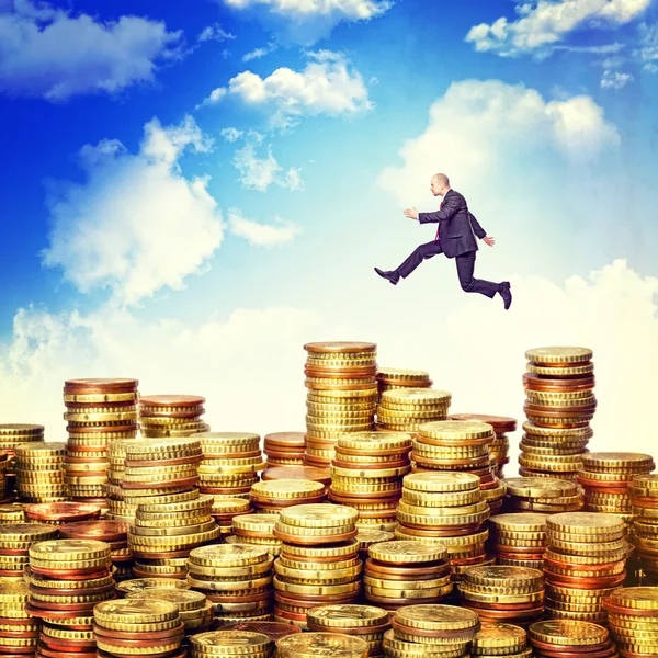 Jump on money — Stock Photo, Image