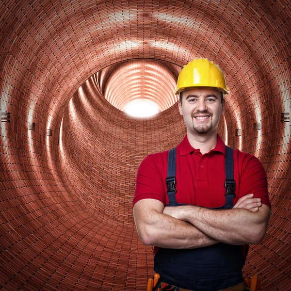 Lavoratore e tunnel — Foto Stock