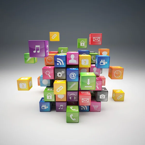 Cube icon set — Stock Photo, Image