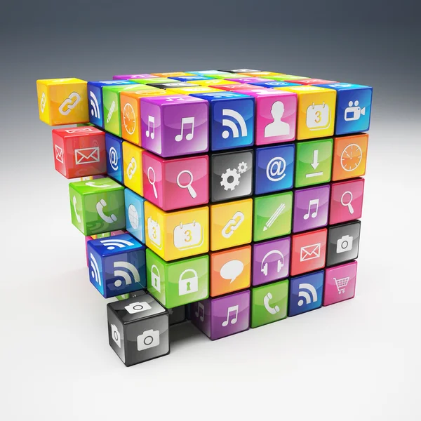 Cubo icono conjunto —  Fotos de Stock