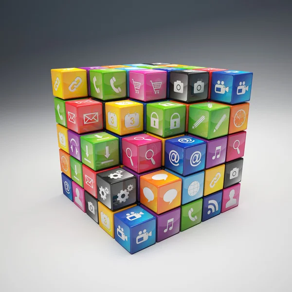 Cubo icono conjunto — Foto de Stock