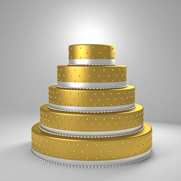 Χρυσά γαμήλια τούρτα — Φωτογραφία Αρχείου