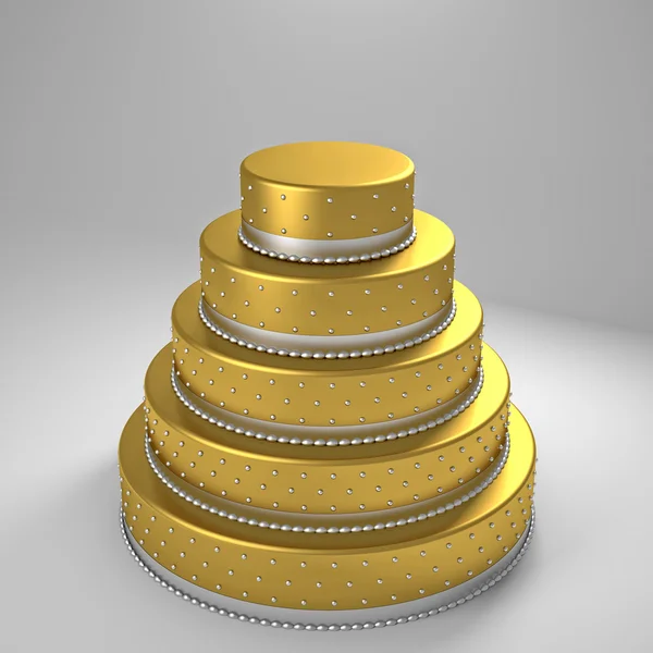 Torta nuziale d'oro — Foto Stock