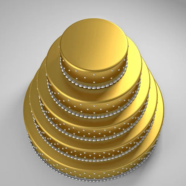 Золотой свадебный торт — стоковое фото