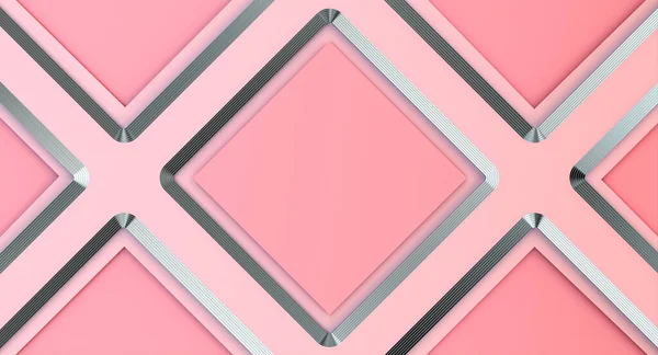 Розовый Фон Металлическими Профилями Рендеринг — стоковое фото