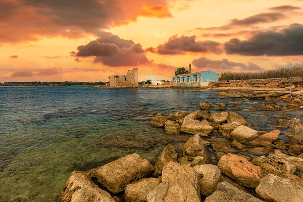 Tonnara Vendicari Bei Sonnenuntergang Auf Sizilien — Stockfoto