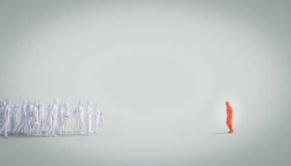 Grupp Vita Tittar Röd Man Begreppet Ledare Skillnader Återgivning — Stockfoto