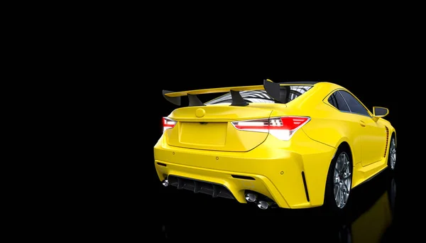 Carro Esportivo Amarelo Com Inserções Fibra Carbono Renderização — Fotografia de Stock