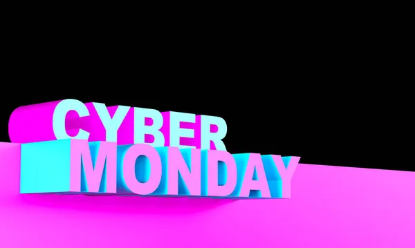 Niebieski Fioletowy Cyber Poniedziałek Litery Renderowania — Zdjęcie stockowe