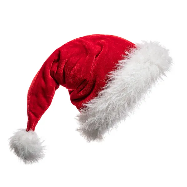 Капелюх Санта Клауса Ізольований Білому Тлі — стокове фото