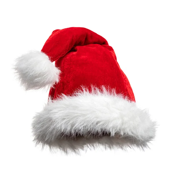 Santa Claus Klobouk Izolovaný Bílém — Stock fotografie