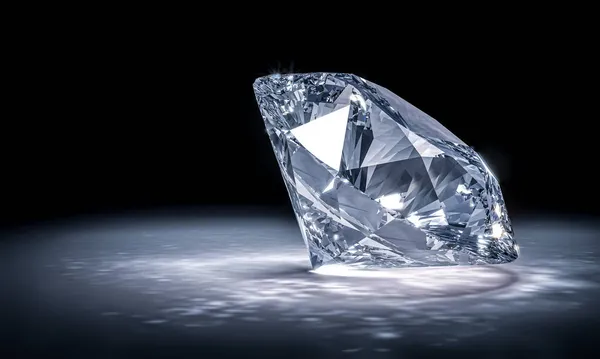 Diamant Med Reflektioner Svart Återgivning — Stockfoto