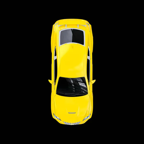 Carro Esportivo Amarelo Preto Vista Cima Renderização — Fotografia de Stock