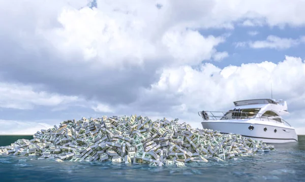 Loď Ostrov Dolarů Vykreslení — Stock fotografie