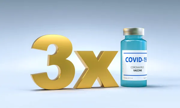 第三剂Covid 19疫苗 3D渲染 — 图库照片
