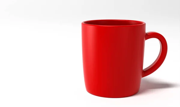 Tasse Rouge Sur Fond Blanc Copyspace Render — Photo