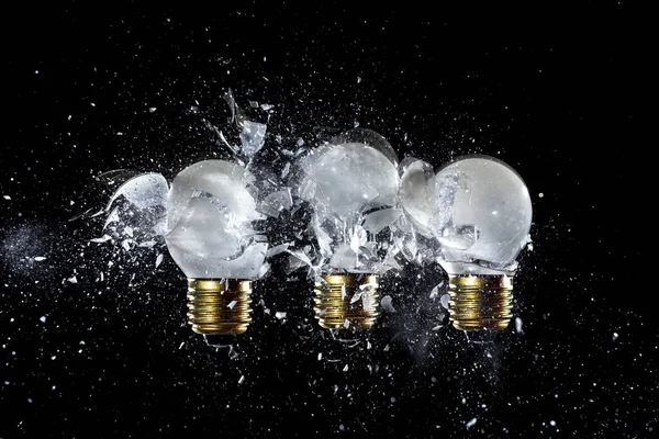 Explosion Light Bulbs White Background High Speed Photography — Stock Photo, Image