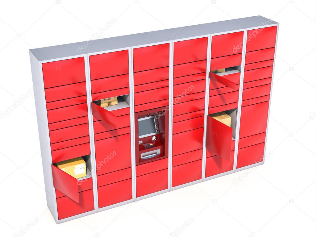 locker for parcels and shipments. 3d render