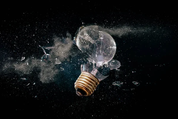 Destruction Light Bulb Black High Speed Photography — Stock Photo, Image