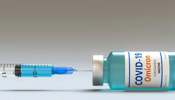 Syringe Vial Vaccine Omicron Variant Covid Render — Foto Stock