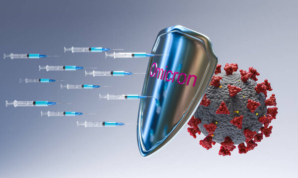 Вариант Cocron covid-19 с защитой от вакцин. концепция неэффективности лекарств. 3D рендеринг