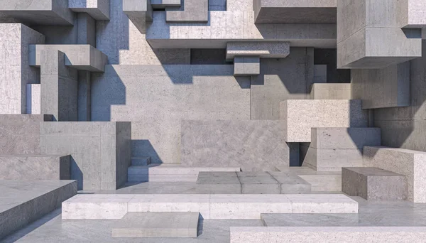 추상적으로 콘크리트 구조는 직교하는 블록에 — 스톡 사진