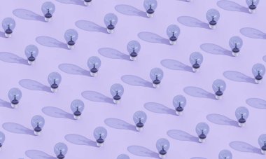 blue tungsten lamps on a lilac background. 3d render