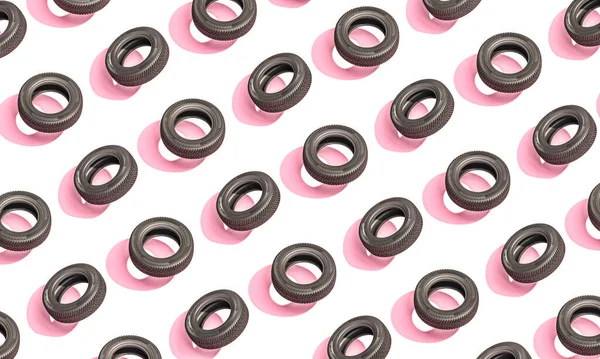 Car Tires Pink Background Render — Φωτογραφία Αρχείου