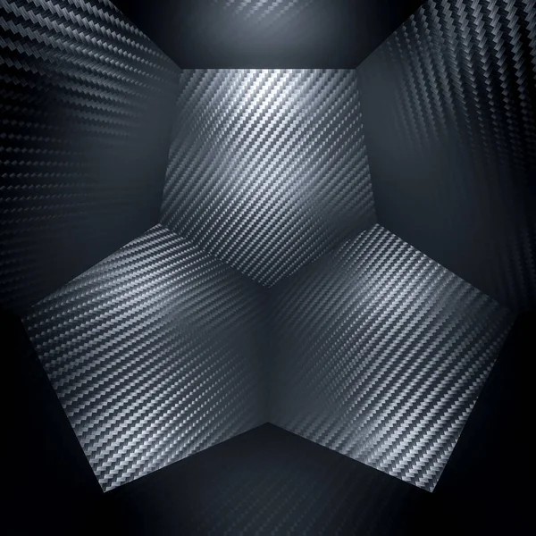 Carbon Fiber Background Geometric Shapes Square Format Render — Stock Photo, Image