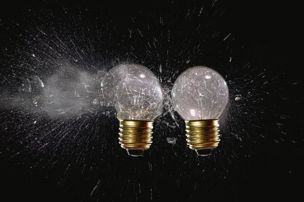 Traditional Light Bulbs Exploded Glass Black — Stock Photo, Image