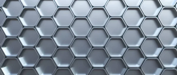 金属六角形细胞几何背景 3D渲染 — 图库照片