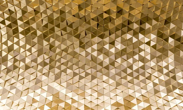 Geometrické Pozadí Zlatými Trojúhelníky Zakřiveném Povrchu — Stock fotografie