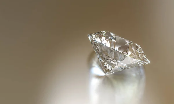 Klasszikus Vágott Gyémánt Okker Háttérrel Renderelés — Stock Fotó