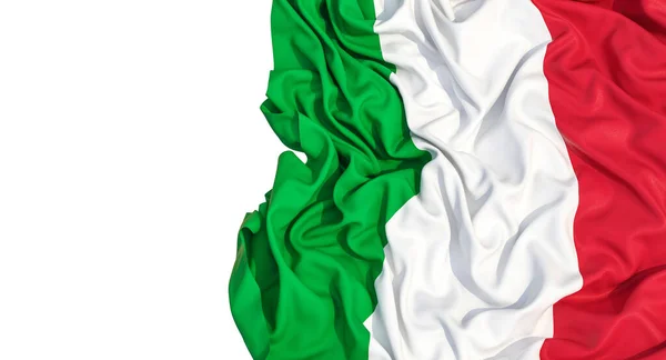 Bandiera Italiana Isolata Bianco Drappeggio Rendering — Foto Stock