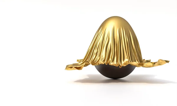 Chokladägg Täckt Med Guldfärgad Slöja Återgivning — Stockfoto