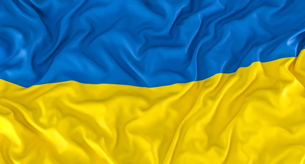 Oekraïense Vlag Geblazen Door Wind Renderen — Stockfoto